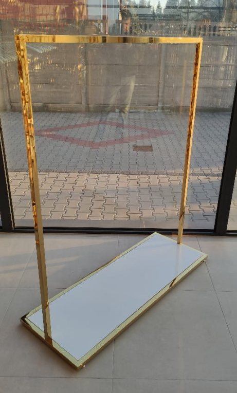 Perchero Dorado Fijo con Base Madera Blanco-Negro RT-039