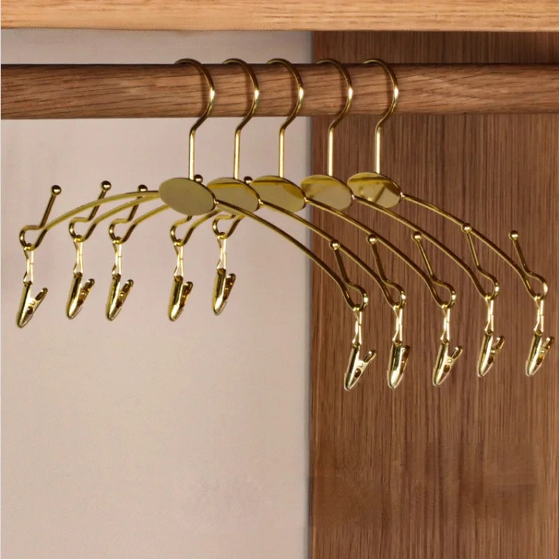 Percha interior de Metal, 10 uds, color dorado, juego de 10 piezas