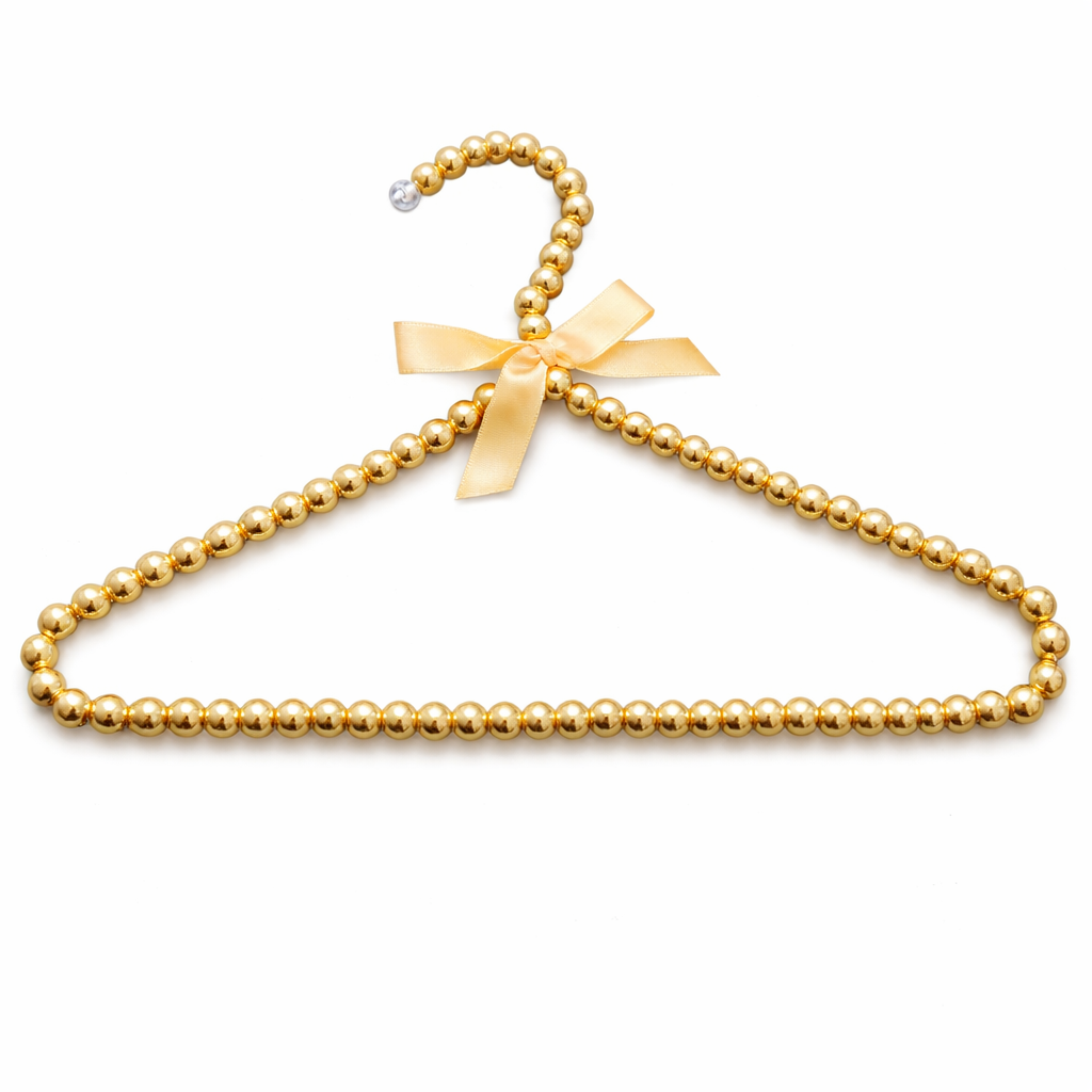 Percha infantil dorada con perlas - 50 uds