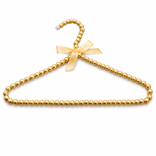 Percha infantil dorada con perlas - 50 uds