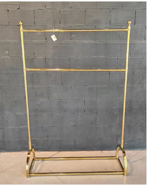 Perchero fijo chapado color oro con dos barras-JH-131 180 cm