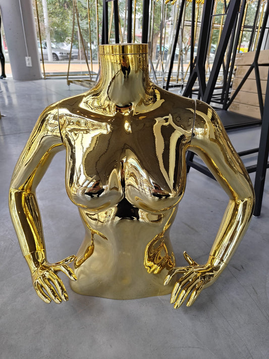 Busto femenino con brazos y sin cabeza color oro brillante